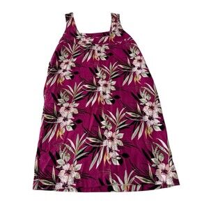 Caslon Womens M Hawaiin Vacation Sleeveless Flowers Short Linen Summer Dress